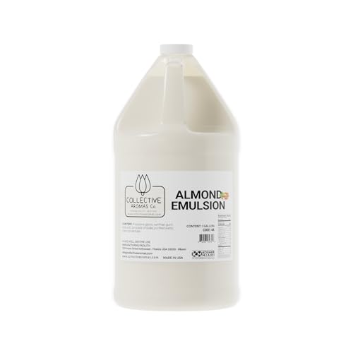 Collective Aromas Co. Almond Emulsion for Baking, Concentrated Almond Flavoring for Cakes, Cookies, Frosting & Fillings, Heat- Stable Liquid, 1 Gallon 128 fl oz, Kosher, Made in USA - size: Almond - 1 Gallon (128 fl oz)