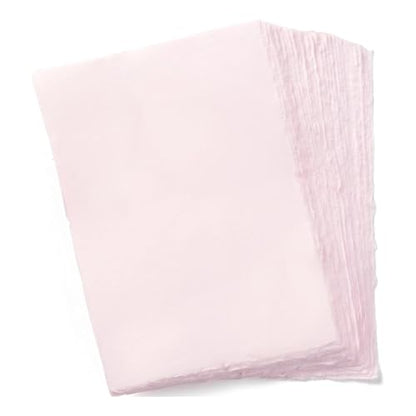 Wanderings Handmade Pink Deckle Edge Blank Paper - 4" x 6" - Pack of 50 - Watercolor/Mixed Media Paper - Save the Date Invitations Greeting Cards Notes DIY Arts Crafts - Thick 150 GSM - color: Pink, size: A6