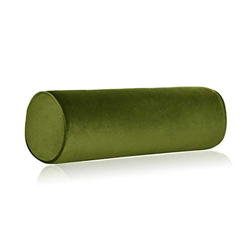Tinbolunce Memory Foam Roll Pillow for Knee/Leg/Neck - Full Moon Bolster/Round Cylinder Pillow for Sleeping on Side or Back - Removable Cooling Cover Length 18" x 6" Diameter (Lime Green) - color: Lime Green, size: 18X6