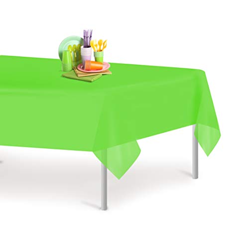 Lime Green 1 Pack Premium Disposable Plastic Tablecloth 54 Inch. x 108 Inch. Rectangle Table Cover - color: Lime Green, size: 108" x 54" (Rectangle)