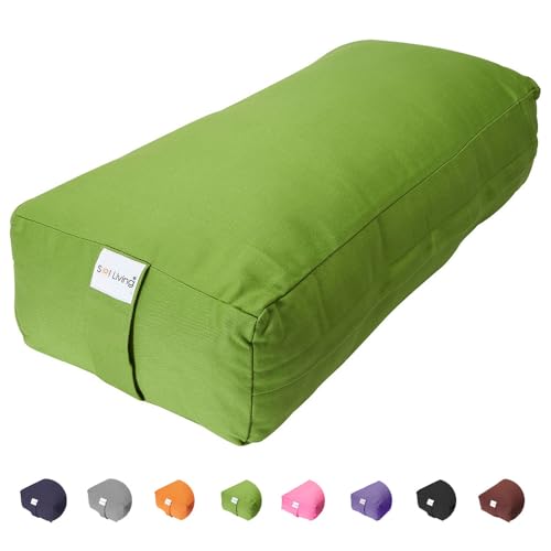 Pranayama Yoga Bolster Meditation Pillow - color: Green, size: Rectangular 28" x 12" x 8"