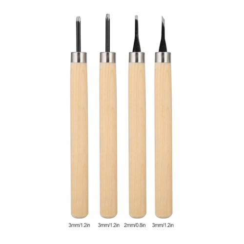 Fayelume Wood Carving Tools, 4PCS Chisel Sets, Linocut Tools, Wood Carving, Woodworking Tool for Beginners Printmaking Stamp Rubber