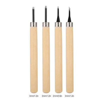 Fayelume Wood Carving Tools, 4PCS Chisel Sets, Linocut Tools, Wood Carving, Woodworking Tool for Beginners Printmaking Stamp Rubber