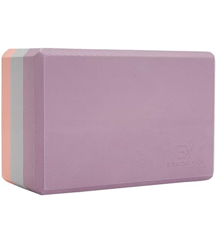 Everyday Yoga Premium Foam Block, 3in/4in/5in Thick, Multi Colors, 1 Block | Non-Slip, EVA Foam, High-density Support, Beveled Edges, Durable & Lightweight, Balance Aid, Stability & Stretching Accessory - color: Lilac/Slate/Coral, size: 4 Inch Thick