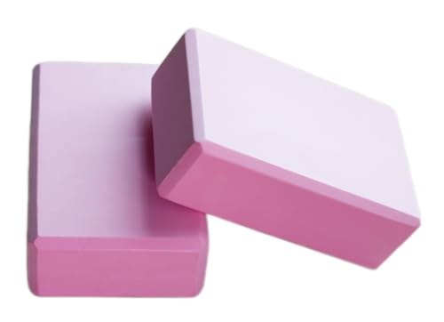 Yoga Block High Density EVA Foam Blocks 2 Packs 9"x6"x3" Each, Supportive, Lightweight with Beveled Edges for Yoga, Pilates, and Meditation - color: Pink