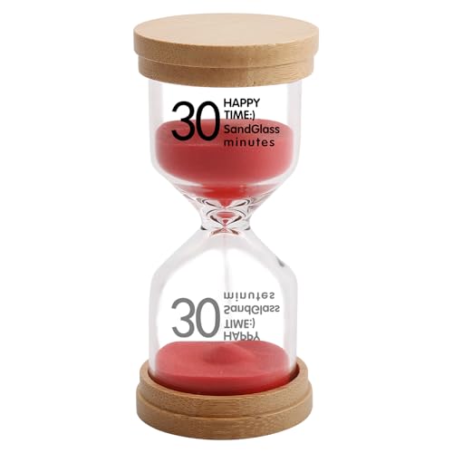 30 Minute Wooden Sand Timer,Red Sand Hourglass for Productivity, Focus, Meditation & Home Décor,30 Min Reloj de Arena Sand Clock for Kitchen, Office, Classroom, Yoga & Games - color: Red, size: 30 Minutes