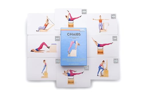 OnlinePilatesClasses Pilates Chair Deck with Video Tutorials, Fitness Flash Cards with 97 All-Levels Cards Set for Home Gym Exercise, Chair Not Included - color: Chair Deck 97 Cards