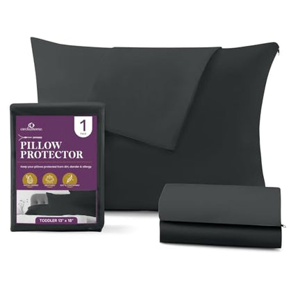 CirclesHome Pillow Protectors Single Pack Toddler Zippered - Dark Grey - 100% Cotton Breathable Pillowcases - Protects Pillows from Dirt, Dust and Debris Toddler - (Single Pack 18 x 13) - color: 4 - Dark Grey, size: Toddler (18 x 13 inches) - Set of 1