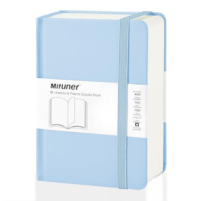 Mix Media Pad,3.5"x5.5" Small Hardcover Leather Art Sketchbook,105 GSM 200 Sheets/400 Pages Acid Free Artistic Painting Drawing Sketching Writing Paper, Handy Pocket Journal Notebook.Blue - color: 105gsm-blue