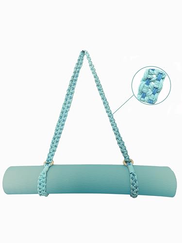kiido Macrame Yoga Mat Carrying Strap [MAT NOT Included], Hand Woven Multi-use Strap/Carrier for Your Yoga Mat, Exercise Mat - color: Light Blue