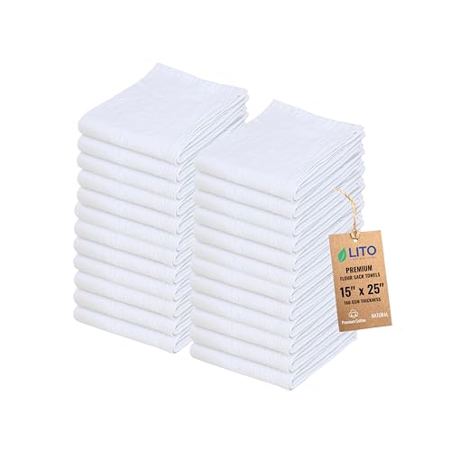 Flour Sack Towels – 24 Pack Cotton Kitchen Dish Towel, Tea Towels for Crafts, Embroidery, Baking, Bread Proofing – Thick, Absorbent, Quick-Dry – 15"x25" Natural - color: Natural, size: 15"x25"-Pack of 24