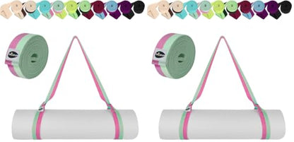 TECEUM Yoga Mat Strap – Extra Soft & Thick Cotton Carrier for All Mats - color: Lavander Green, size: 64 IN (Pack of 2)