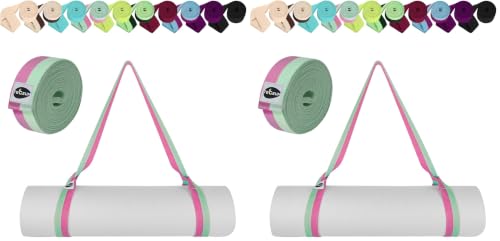 TECEUM Yoga Mat Strap – Extra Soft & Thick Cotton Carrier for All Mats - color: Lavander Green, size: 64 IN (Pack of 2)