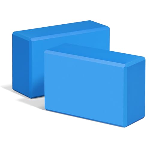 Yoga Blocks 2 Pack, 9"x6"x3" High-Density EVA Foam Yoga Block, Non-Slip Yoga Blocks for Yoga, Pilates Meditation, Stretching and Toning, Supportive, Latex-Free - color: Blue