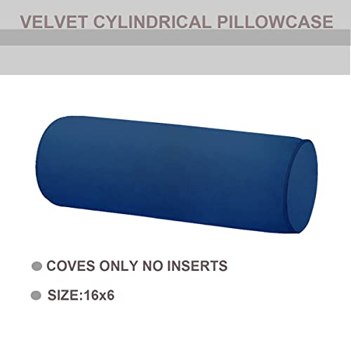 Neck Roll Pillowcases Velvet Cylindrical Pillow Covers 16"x6" with Hidden Zipper for House Home Decor Neck Roll Pillow Cervical Neck Roll Memory Pillow Cylinder Round Cushion (Blue, 16x6) - color: Blue