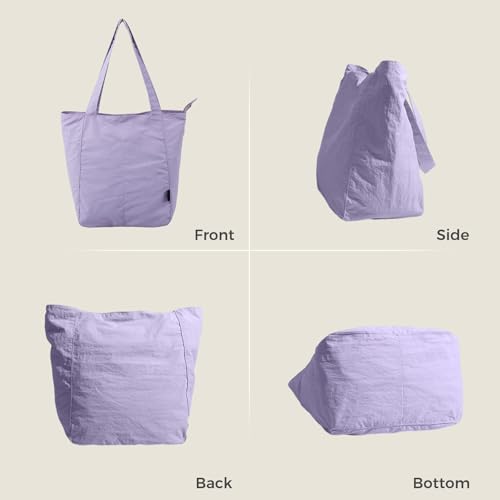 Barsine Tote Bag for Women Unisex Lightweight Nylon Totes Purses and Handbags Large Casual Shoulder Hobo for Travel Gym - color: Purple