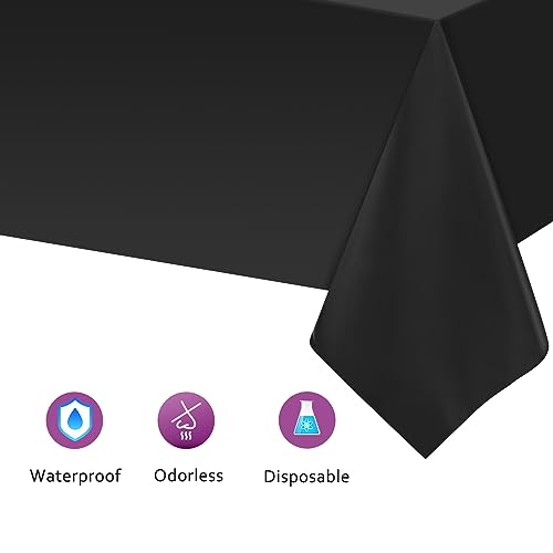 Kopokita 2PCS Black Plastic Tablecloths 54 x 108 Inch, Disposable Table Cloths Rectangle Party Table Covers (Pack of 2) - color: Black, size: Rectangle (4 Pack)
