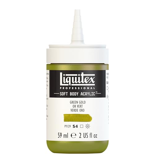 Liquitex Soft Body Acrylic Paint, 2-oz Bottle, Green Gold | Low Viscosity, Highly Pigmented, Satin Finish, Retains Subtle Brush Strokes, Great Surface Coverage, Highly Versatile - color: Green Gold, style: 2-oz Bottle