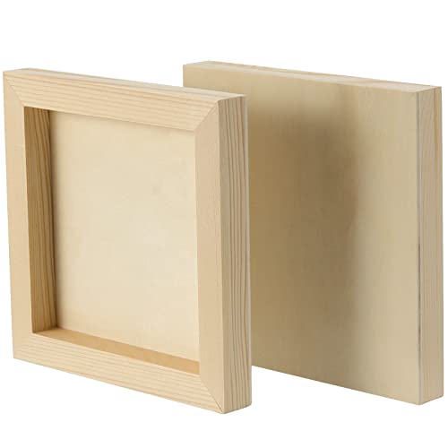 ZOENHOU 10 PCS 8 x 8 Inch Wood Canvas Boards, Unfinished Square Wood Canvas, Cradled Wood Panels for Painting, Pouring Art, Crafts