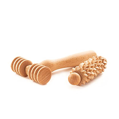 tuuli Body and Face Roller, Multi-Functional Wooden Massage Roller, Helps Ease Muscle Tension and Support Skin Health, Natural Face Massage Tools, Set of 2 (2 Piece Set B) - size: 2 piece set B