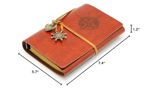 EvZ 7-Inch Refillable A6 Binder Notebook - Premium Vegan Leather Personal Planner, Eco-Friendly Journal with 6-Ring Loose-Leaf System for Writing, Business, and Creative Sketches, Red Brown - color: Red Brown, size: 7 Inches