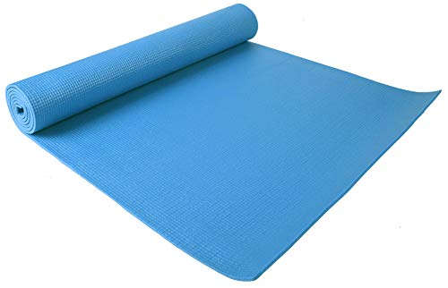 Fitvids All Purpose 1/4-Inch High Density Anti-Tear Exercise Yoga Mat with Carrying Strap, Multiple Colors - color: Blue