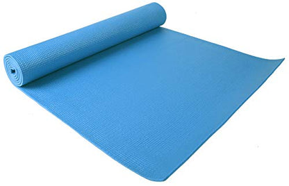 Fitvids All Purpose 1/4-Inch High Density Anti-Tear Exercise Yoga Mat with Carrying Strap with Optional Yoga Blocks, Multiple Colors - color: Blue