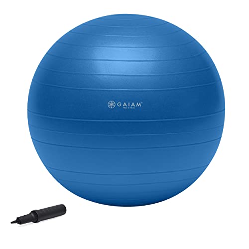 Gaiam Balance Ball Kit, Anti-Burst Stability Ball with Pump | 55cm Anti-Burst Ball | Textured Grip Surface | Air Pump Included | Core & Stability Training | Home Use - color: Blue
