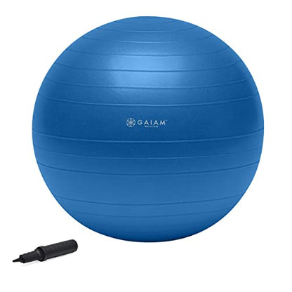 Gaiam Balance Ball Kit, Anti-Burst Stability Ball with Pump | 55cm Anti-Burst Ball | Textured Grip Surface | Air Pump Included | Core & Stability Training | Home Use - color: Blue
