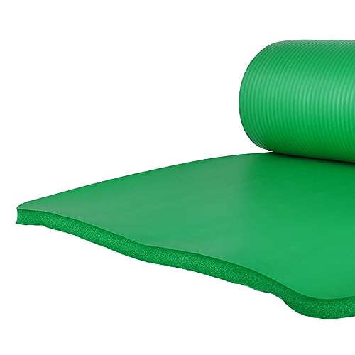 BalanceFrom 71x24 Inches Yoga Mat with Knee Pad and Optional Blocks – Extra 1-Inch Thick Non-Slip Foam with Anti-Tear Surface and Carrying Strap for Home, Studio, or Gym Workouts - color: Green, style: Mat & Knee Pad