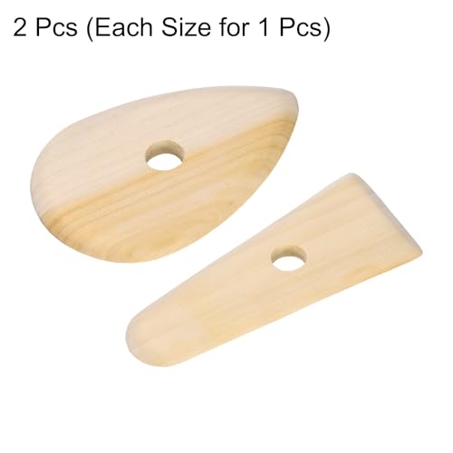 HARFINGTON 2pcs Pottery Ribs 10.3cm 11.7cm Wooden Clay Ceramic Sculpting Tools Set for Finishing Shaping and Smoothing Removing Finger Marks
