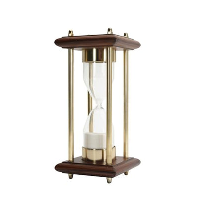 4 Minute Sand Timer Hourglass, 8" Wooden Brass Desk Decor