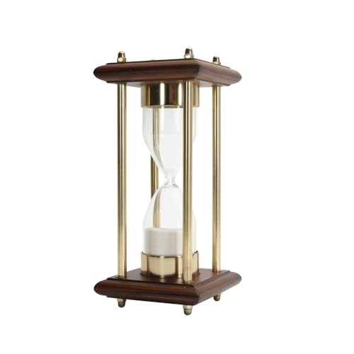 4 Minute Sand Timer Hourglass, 8" Wooden Brass Desk Decor