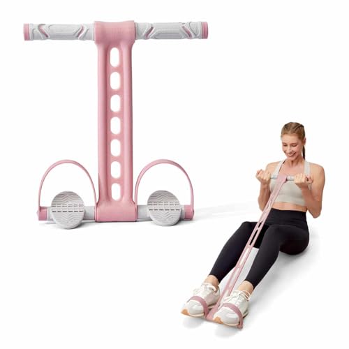 YOTTOY Pedal Resistance Band, Thick Elastic Tension Rope with Handles, Sit-Up Pull Rope Fitness Equipment for Leg, Arm, Abs, Waist, Home Gym & Yoga Training - color: Pink