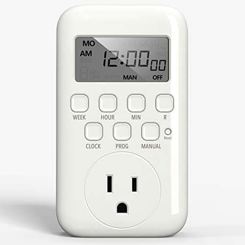 BN-LINK Digital Outlet Timer for Light, 7 Days Programmable Timer for Lamps - color: 7 Day, Single Outlet, 1-pack