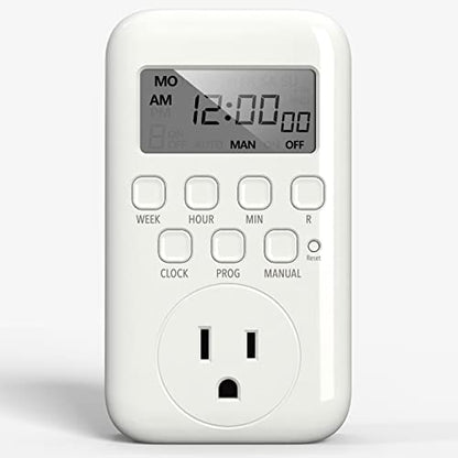 BN-LINK Digital Outlet Timer for Light, 7 Days Programmable Timer for Lamps - color: 7 Day, Single Outlet, 1-pack