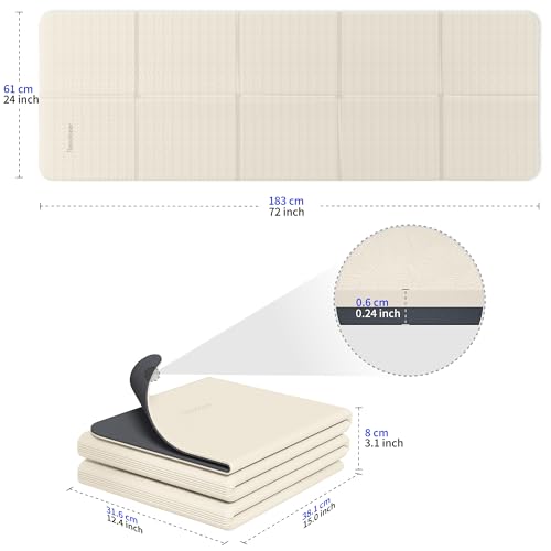 Readaeer Double Color Yoga Mat - 72"x24"x0.24" (6mm),Non-Slip TPE Exercise Mat - color: Beige