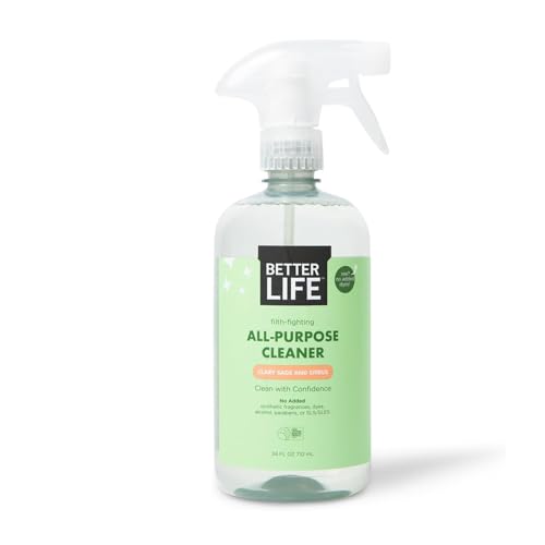 Better Life All Purpose Cleaner - Plant Based Home and Kitchen Cleaning Spray for Glass, Countertops, Appliances, Upholstery & More - Multi-surface Spray Cleaner - 24oz Clary Sage & Citrus - size: 24 Fl Oz (Pack of 1)