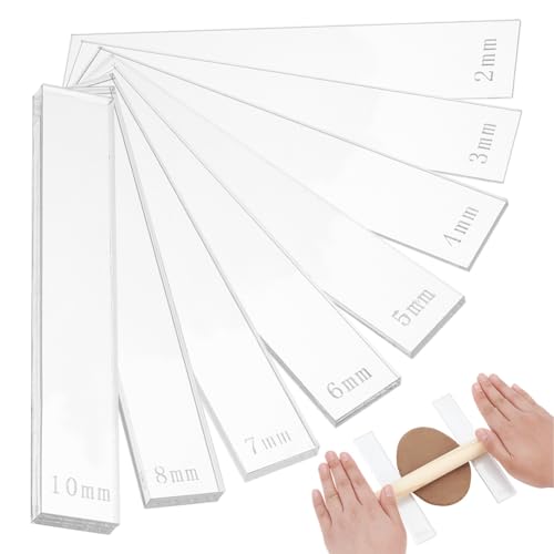 BENECREAT 14Pcs Polymer Clay Depth Guide, 2/3/4/5/6/7/10mm Clear Clay Roller Guide, Acrylic Polymer Clay Tool Set, Mudboard Tools for Pottery, 6x1 Inch - color: Clear