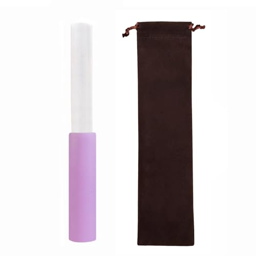Singing Bowl Mallet Clear Solid Acrylic Base Rubber Striker Mallet for Playing Quartz Crystal Singing Bowls with Bundle Pocket(Purple) - color: Purple