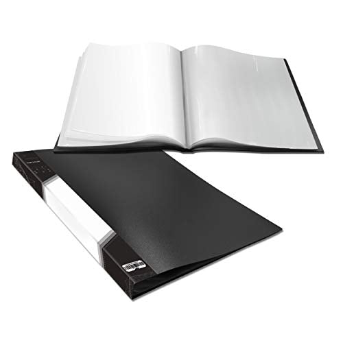 Presentation Book 40 Clear Pockets Sleeves Protectors Art Portfolio Clear Book for Artwork, Report Sheet, Letter （8.5x11.5inch - size: 8.5x11.5inch (Black)