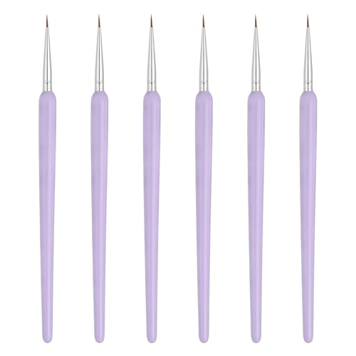 MECCANIXITY Miniature Detail Paint Brushes, 8mm Round Pointed Small Fine Tip Micro Paint Brushes for Fine Model Craft Art Face Acrylic Painting Oil Watercolor(Purple, Pack of 6) - color: Purple, size: 8mm