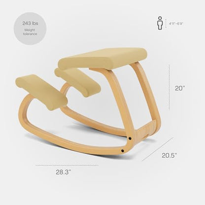 Varier Ergonomic Kneeling Chair, Rocking Knee Stool for Home Office Desk - color: Light Brown/Yellow Tonal