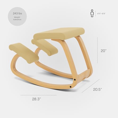 Varier Ergonomic Kneeling Chair, Rocking Knee Stool for Home Office Desk - color: Light Brown/Yellow Tonal