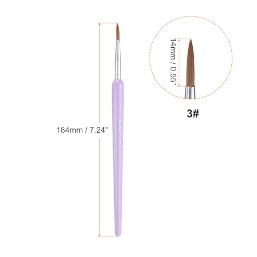 HARFINGTON Detail Paint Brushes 14mm Pointed Tip Nylon Hair Miniature Painting Brush for Watercolor Oil Acrylic Painting(3#), Purple - color: Purple, size: 3# 14mm