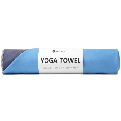 Eunzel Hot Yoga Mat Towel, Reversible Two-Tone 72" x 26.5" | Reversible Two-Tone Design, Absorbent Microfiber, Hot Yoga & Pilates, Soft Double-Sided Fabric - color: Navy& Blue
