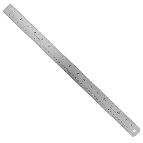 Pacific Arc Stainless Steel Ruler Inch and Metric, with 32nd and 64th Graduations, 18 Inches - style: 18 In