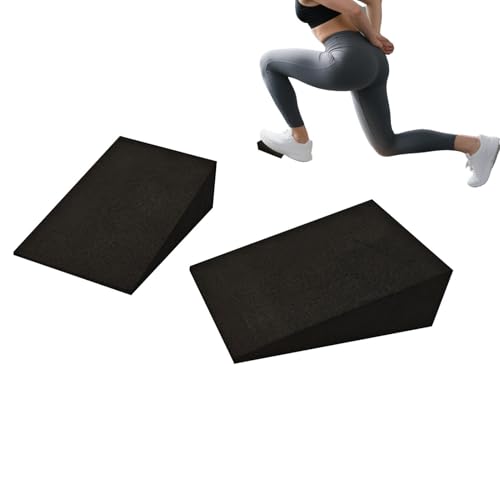 2PCS Foam Exercise Wedge For Feet, Calf Stretch Incline Board, Multi-Purpose Squat Wedge Block For Home Gym Pilates Yoga Fitness, Black - color: 9x6x3cm