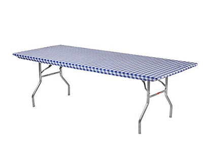 6' Rectangle Plastic Table Covers 30" x 72", Bundle of 5 (Blue Gingham) - color: Blue Gingham