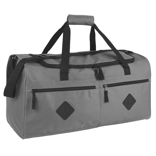 24 Inch 55 Liter Multi Pocket Duffle Bags for Men & Women For Traveling, the Gym, and as Sports Equipment Bag/Organizer - color: Grey & Orange